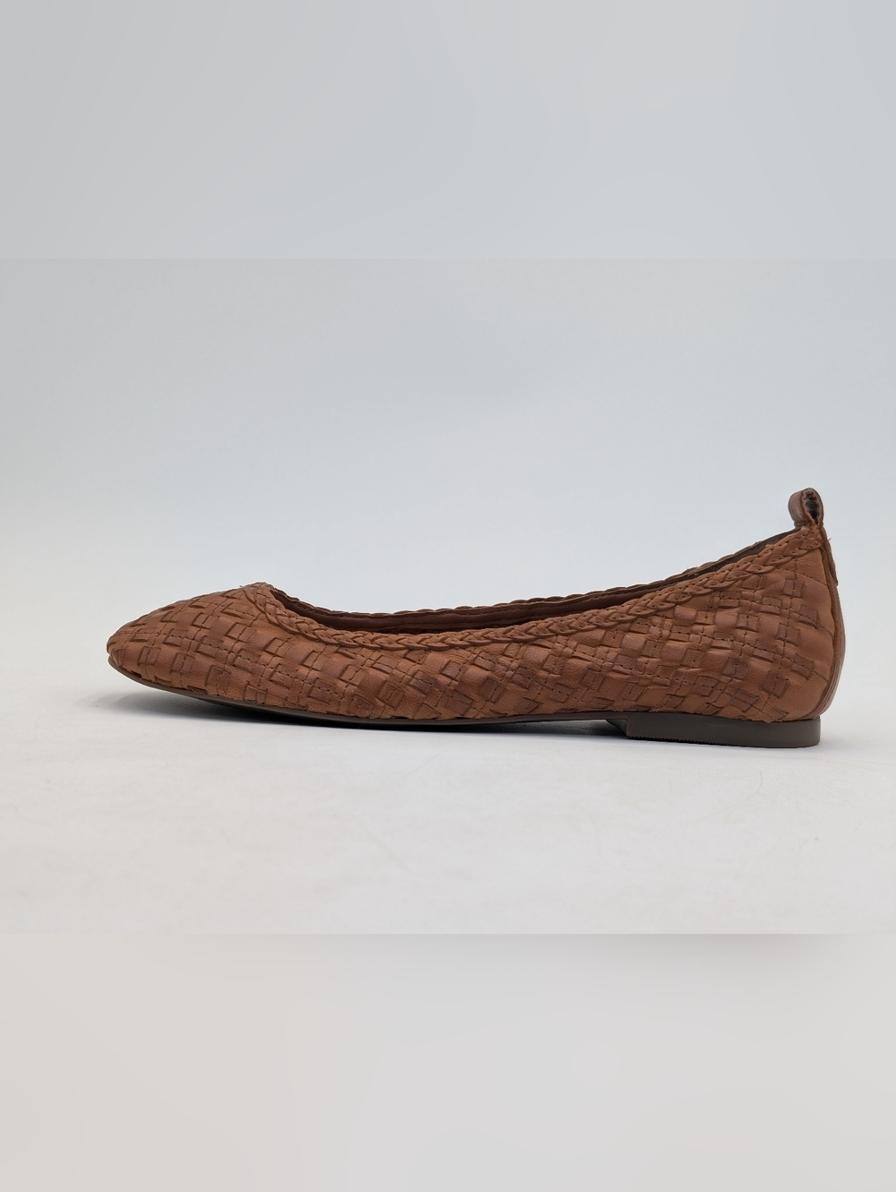 Handcrafted Soft Woven Leather Ballet Flats Sz 7.5 Gold Tone Accents & Pull Tabs - Picture 3 of 17